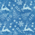Let It Snow 122215540 Deer Blue Azure from Island Batiks - By The Yard- SALE