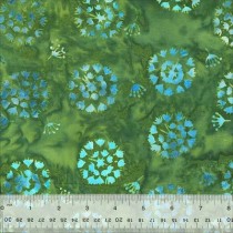 Jacqueline de Jonge Batik 3471Q-X Mums Dark Green by Anthology Fabrics - By The Yard 