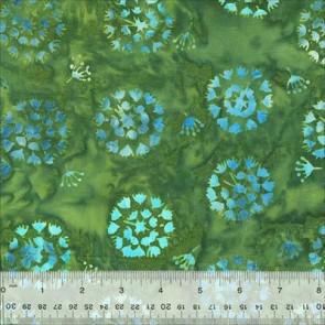 Jacqueline de Jonge Batik 3471Q-X Mums Dark Green by Anthology Fabrics - By The Yard 
