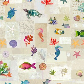 Coral Reef Digital Patchwork Y4377-12 Khaki 