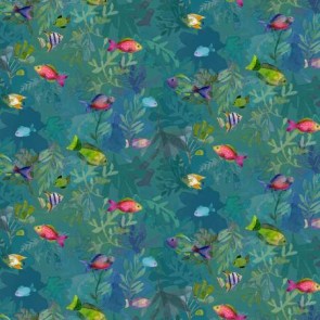 Coral Reef Digital Fish Y4378-104 Teal