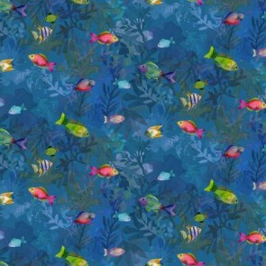 Coral Reef Digital Fish Y4378-90 Blue