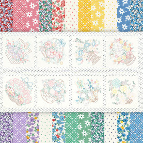 Baskets of Blooms Fat Quarter Bundle With Panel