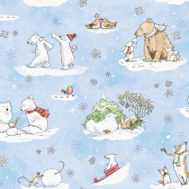 Snowtime Toile Y4550-29 Light Blue by Clothworks - By The Yard