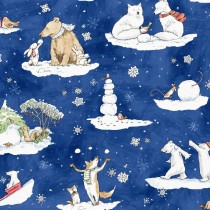 Snowtime Toile Y4550-30 Dark Blue by Clothworks - By The Yard