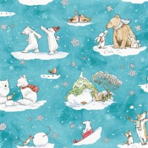 Snowtime Toile Y4550-33 Aqua by Clothworks - By The Yard