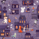Starlight Spooks Halloween Night Purple 120-4245 by Paintbrush Studio Fabrics- By The Yard