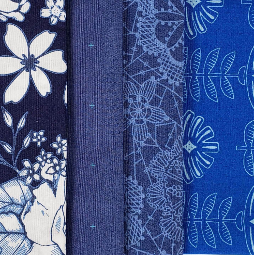 Fabric Edition, Inc. Blue Prints 10 Squares Pre-Cut Fabric