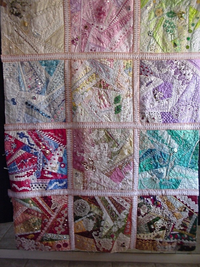 Crazy Quilt from block of the month class Crazy Quilt from block of the month class