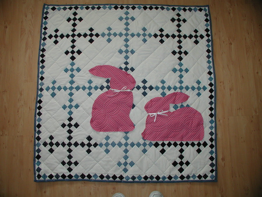 Blue blocks with bunnies Blue blocks with bunnies