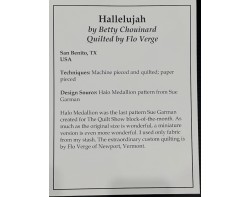 Hallelujah by Betty Chouinard, Quilted by Flo Verge - Sign