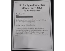 St. Radigunds Garden (Canterbury, UK) by Audrey Durnan - Houston International Quilt Festival 2024 Sign