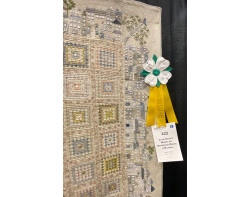 In the Square Where the Refreshing Breeze is Blowing by Isako Wada - Third Place Ribbon and Sign (Photo by Ricky Tims from AQS QuiltWeek Paducah 2023)