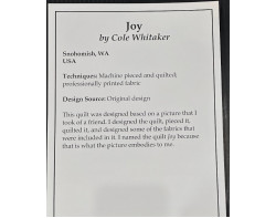Joy by Cole Whitaker - Houston International Quilt Festival 2023 Sign