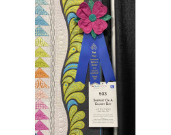 Sherbet On A Cloudy Day by Just Four Friends - First Place Group Quilts Ribbon (Photo by Ricky Tims from AQS QuiltWeek Paducah 2023)
