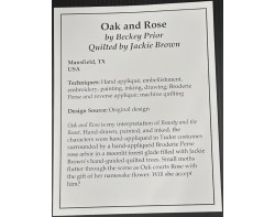 Oak and Rose by Beckey Prior, Quilted by Jackie Brown - Sign (Photo by John Anderson)