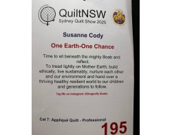 One Earth-One Chance by Susanne Cody -  Sign Close-Up (Photo from berninaaustralia Instagram)