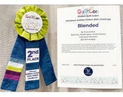 Blended by Fran Gulick - Second Place Windham Artisan Cotton 2024 Challenge Ribbon and QuiltCon 2024 Sign (Photo from cottonandjoy Instagram Page)