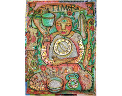 The Timer / Hanged One: Card #12 in the Kitchen Tarot by Susan Shie (Photo from from Susan Shie Website - turtlemoon.com)