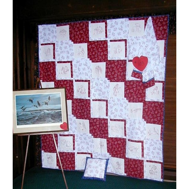 red and white quilt