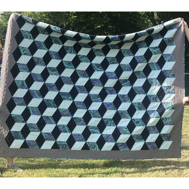 Tumbling Block w/Kaffe Fassett Jungle Paisley Print